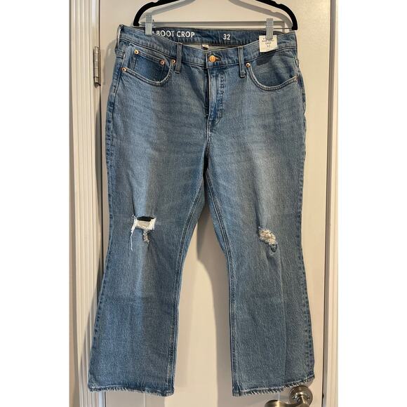 J Crew 9" Billie Demi Boot Crop Light Wash Jeans Size 32 NWT Cropped Kick Leg - Picture 2 of 13